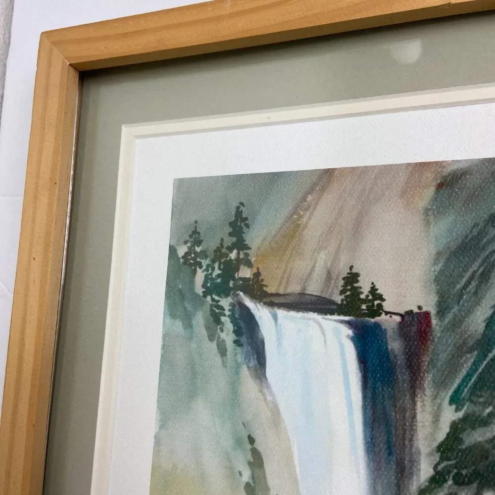 Watercolor Art  Robert Regis Dvorak  Signed  Falls Wooden Framed